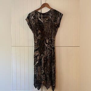 Simon Change Knee Length Animal Print Mesh Dress